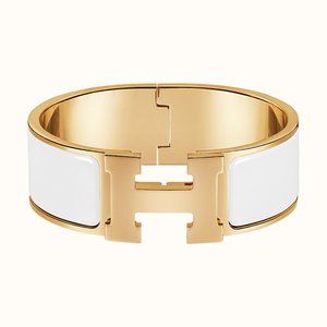 Hermes Clic Clac H Bracelet in White & Gold